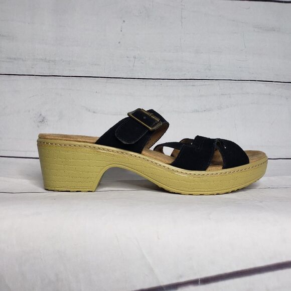 Land's End sandal 8 b black faux cork shoe - Picture 3 of 8